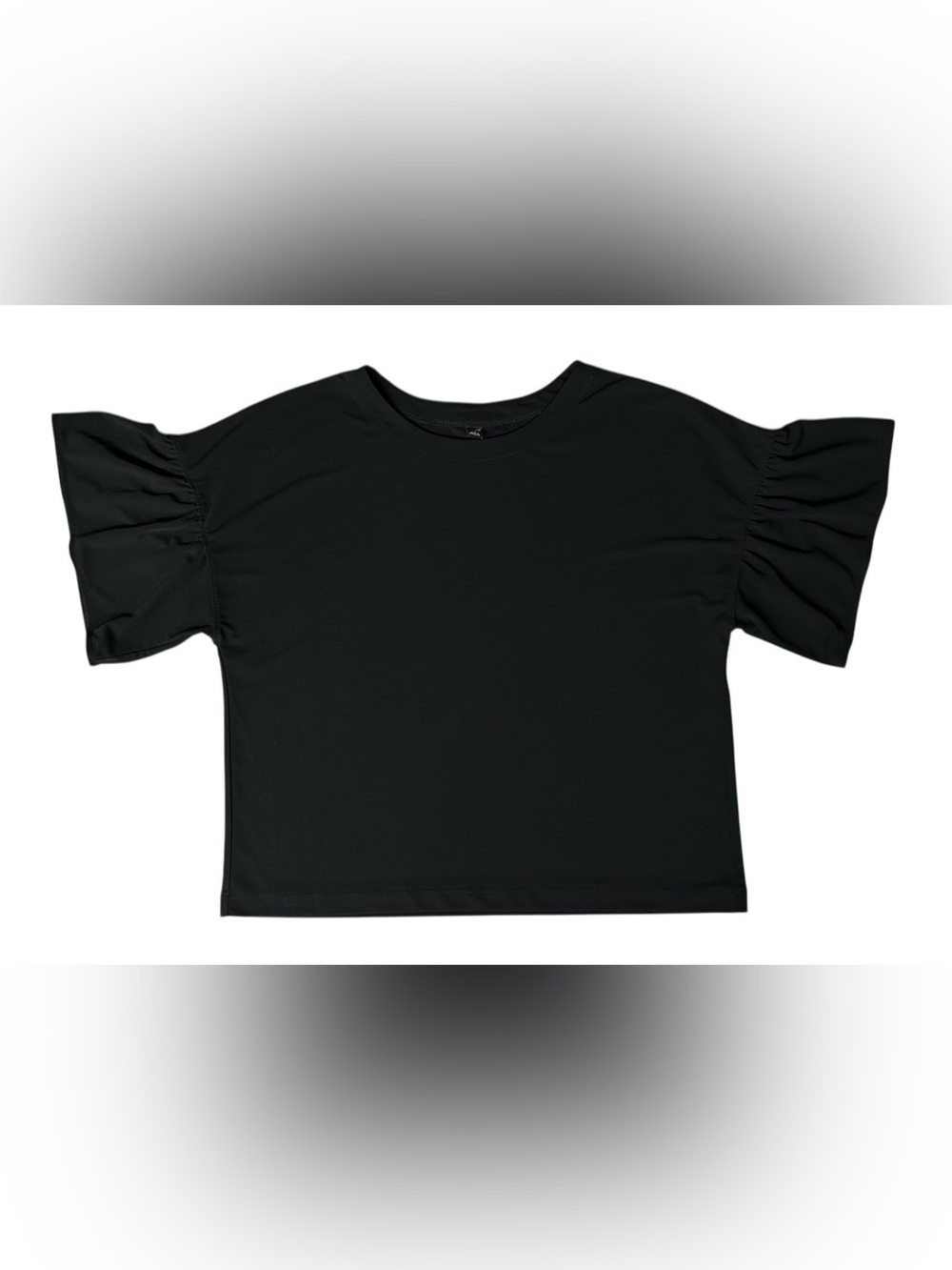 Uniqlo Shirt Womens XS Medium Black Crop Top Crew Neck Short Sleeve Stretch